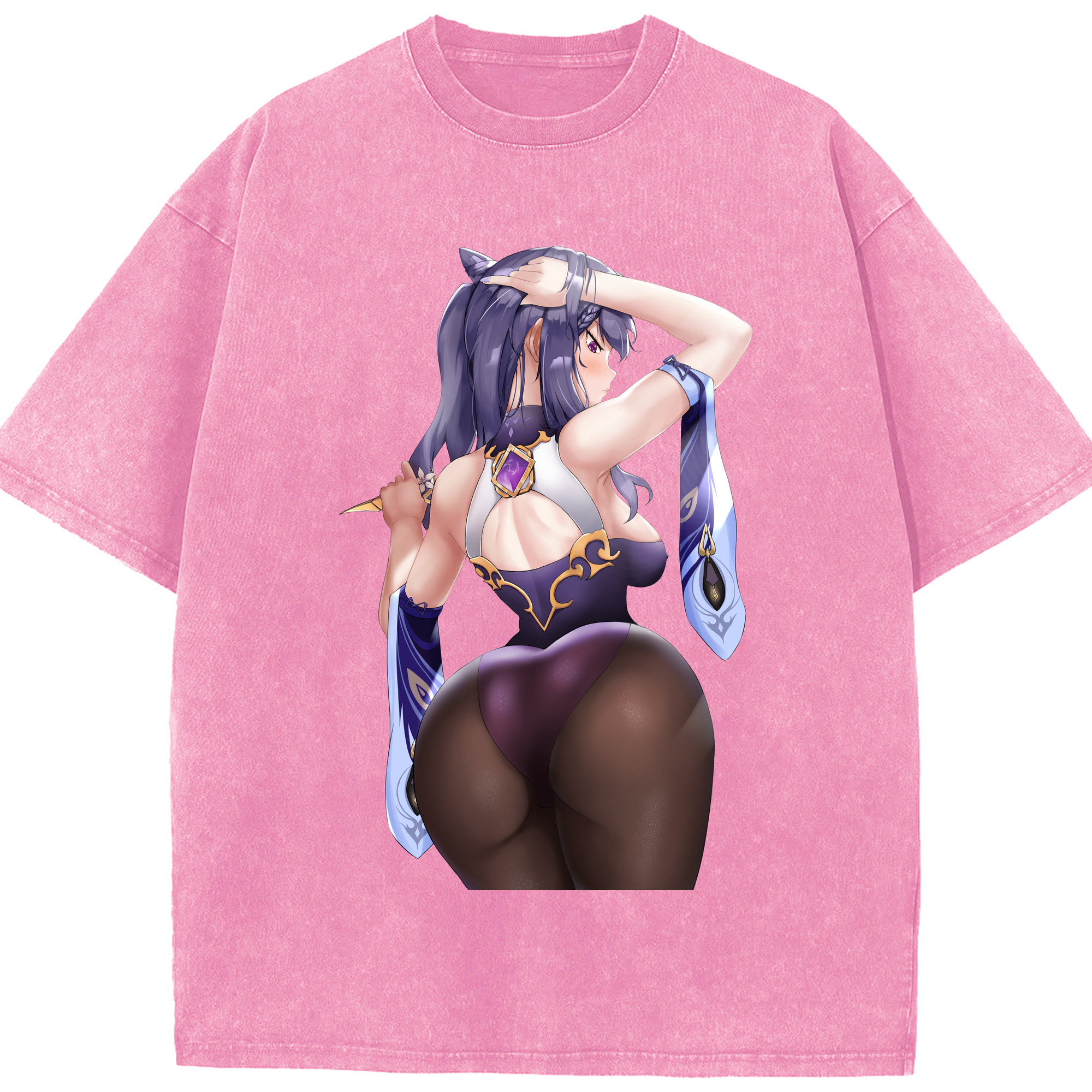 げんし神 刻晴 こくせい genshin Kokusei 綿100% ヴィンテージ風 半袖Tシャツ（フロントプリント）